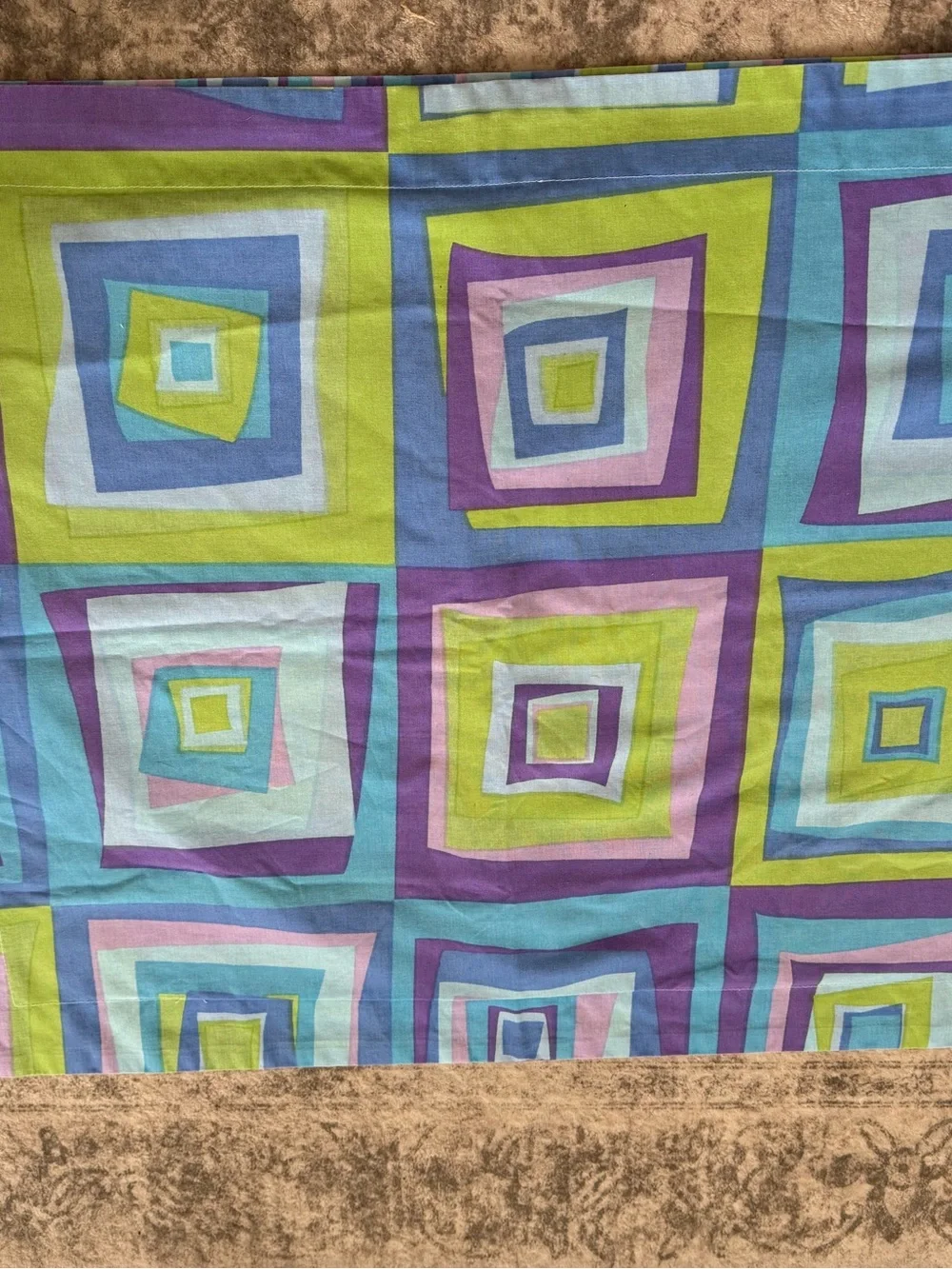 No Boundaries Geometric Standard Pillowcases - Blue, Purple & Green Vintage 90s
